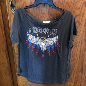 T-Shirt Eagle Patriotic "Freedom" Spadehill XL NEW Short Sleeve Gray